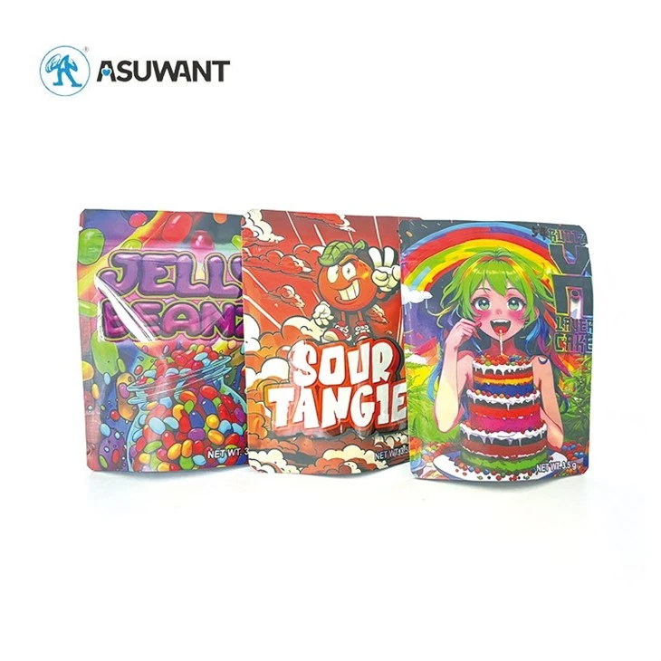 Προσαρμοσμένο τυπωμένο Resealable Ziplock Food Die Cut Bag Smell Proof Stand Up Up Aluminium 3,5g Πλαστική συσκευασία 3.5 Μύλα σακούλες