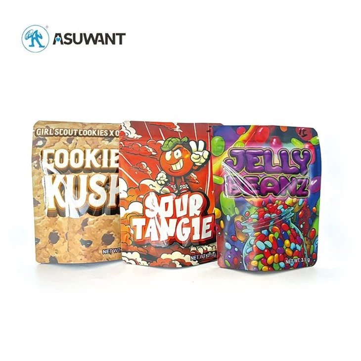Custom Printed Resealable Ziplock Food Die Cut Bag Smell Proof Stand Up Pouches Aluminum 3.5G Plastic Packaging 3.5 Mylar Bags