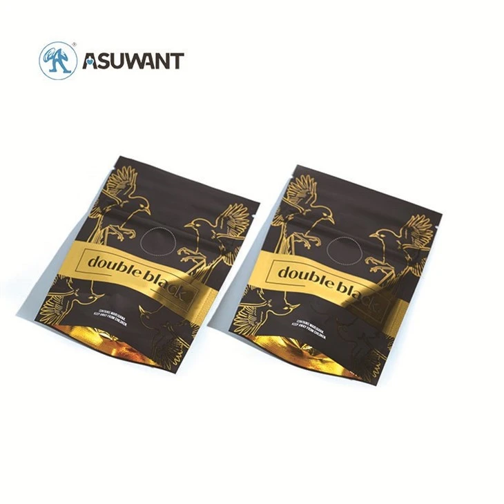 Custom Printing Metalized Black Doypack UV Spot Zip Lock Bags Food Grade Packing Aluminum Zipper Bags