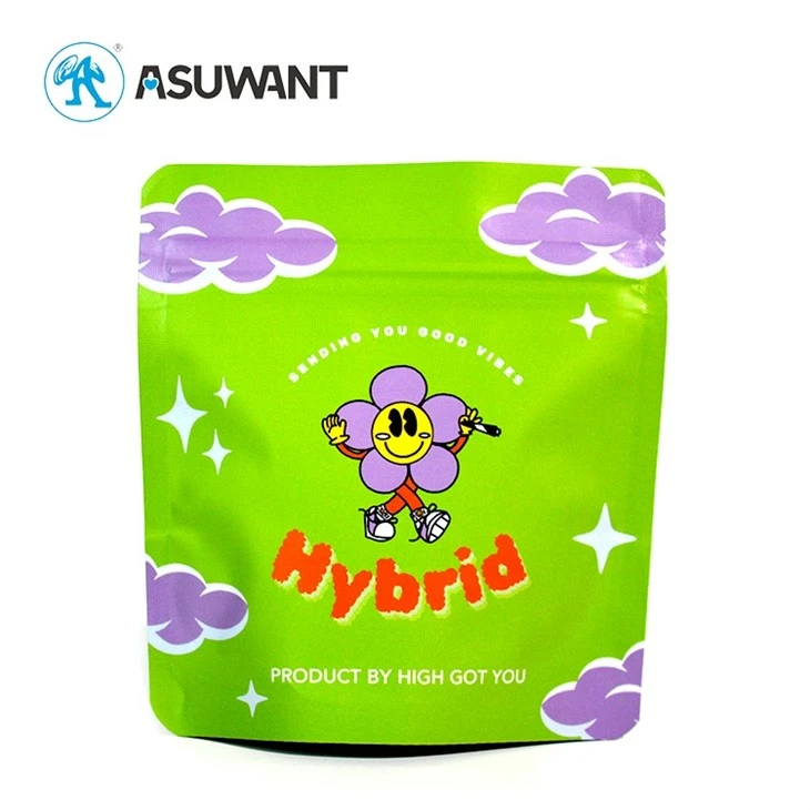 Custom Printed Matte Small Resealable Ziplock Edible Candy Bags Pouches Stand Up Pouch 3.5G Die Cut Plastic Packaging Bag