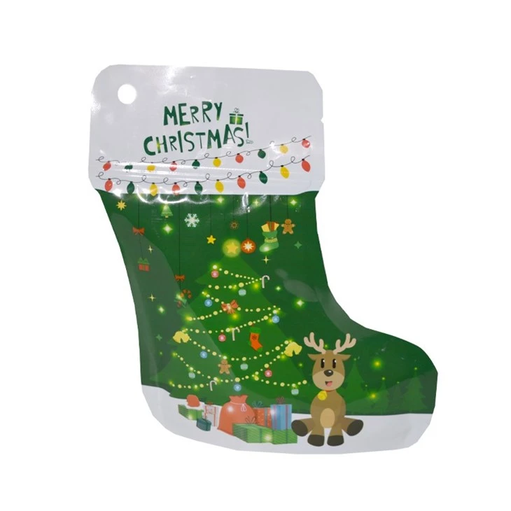 Irregular Smell Proof Christmas Special Custom Zipper Plastic Die Cut Bag Special Shaped Packaging Bags Zip Lock Bag